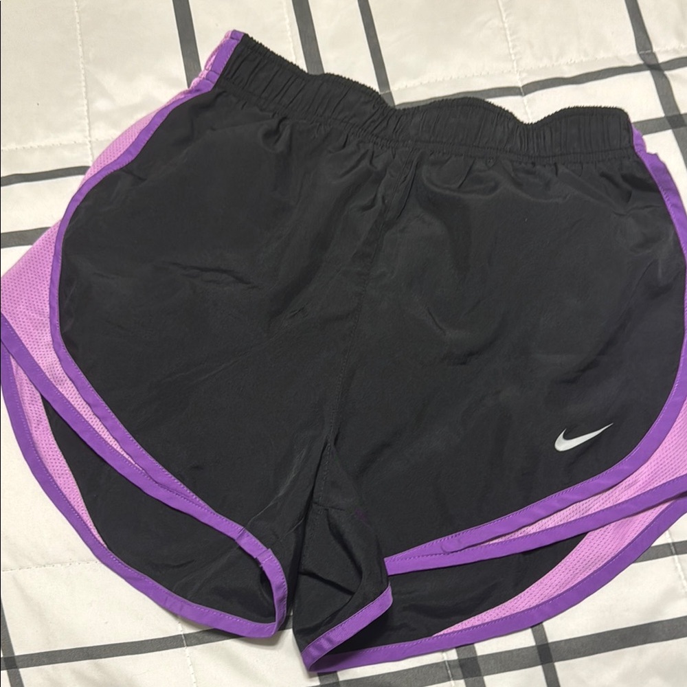 Nike Women's Black and Purple Athletic Shorts